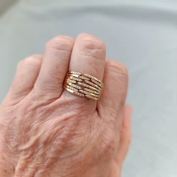 Anthropologie Spiral Gold Crystal Ring - Picture 14 of 14